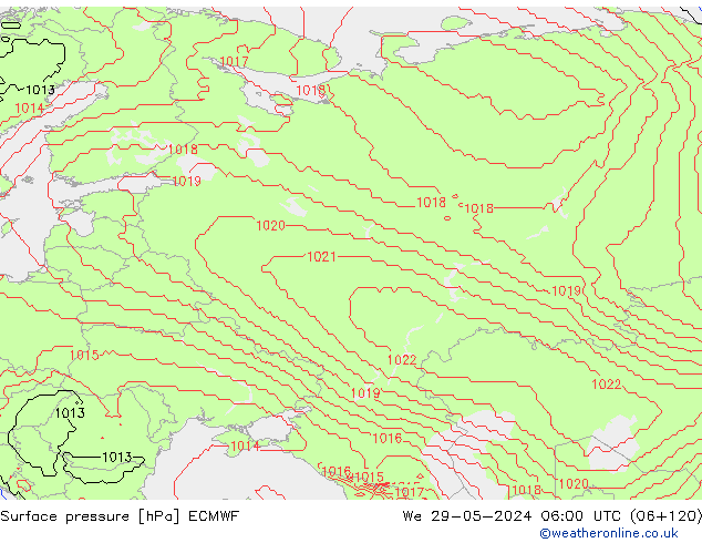 Luchtdruk (Grond) ECMWF wo 29.05.2024 06 UTC