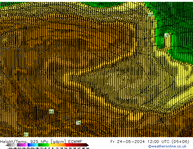 Géop./Temp. 925 hPa ECMWF ven 24.05.2024 12 UTC