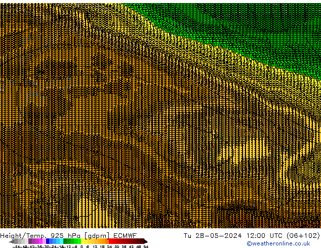 Yükseklik/Sıc. 925 hPa ECMWF Sa 28.05.2024 12 UTC