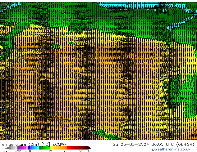 Temperature (2m) ECMWF So 25.05.2024 06 UTC