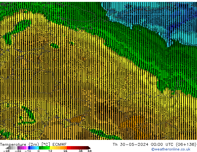 température (2m) ECMWF jeu 30.05.2024 00 UTC