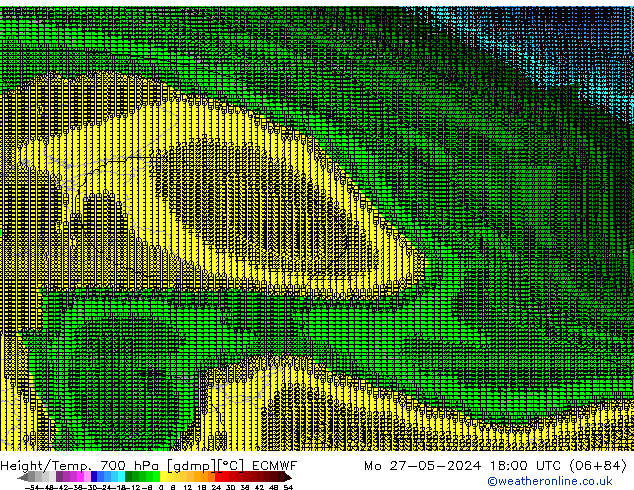 Height/Temp. 700 hPa ECMWF Mo 27.05.2024 18 UTC