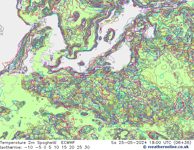 température 2m Spaghetti ECMWF sam 25.05.2024 18 UTC