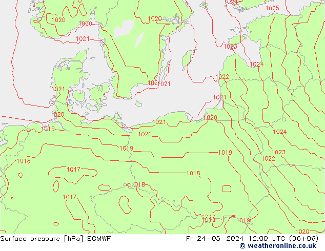 Yer basıncı ECMWF Cu 24.05.2024 12 UTC