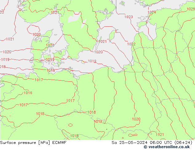 Surface pressure ECMWF Sa 25.05.2024 06 UTC