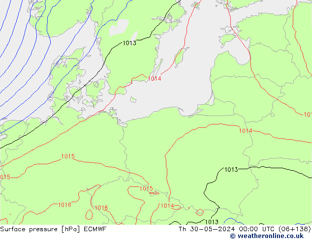 Pressione al suolo ECMWF gio 30.05.2024 00 UTC