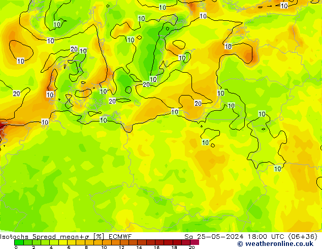 Isotachs Spread ECMWF sam 25.05.2024 18 UTC