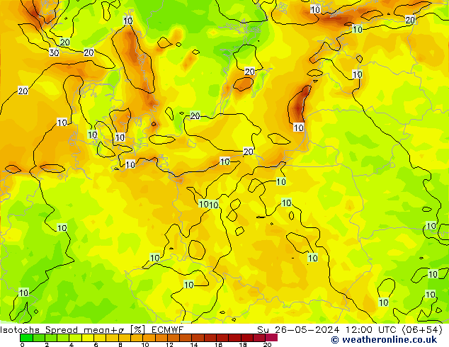 Isotachs Spread ECMWF dim 26.05.2024 12 UTC