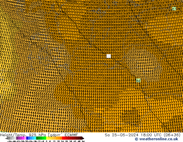 Height/Temp. 925 hPa ECMWF Sa 25.05.2024 18 UTC