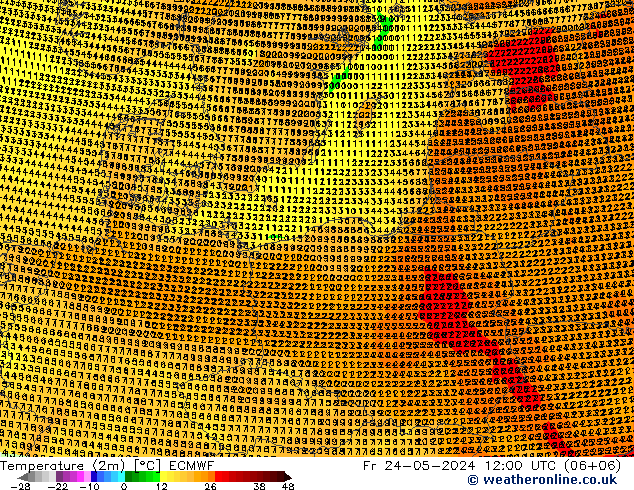 Temperature (2m) ECMWF Pá 24.05.2024 12 UTC