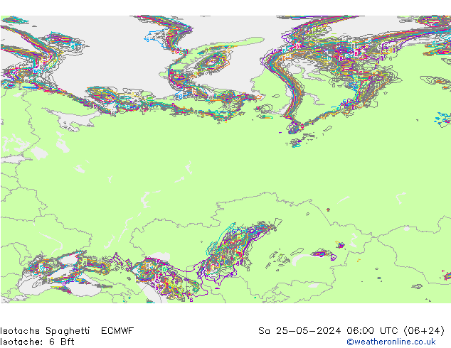 Isotachs Spaghetti ECMWF So 25.05.2024 06 UTC