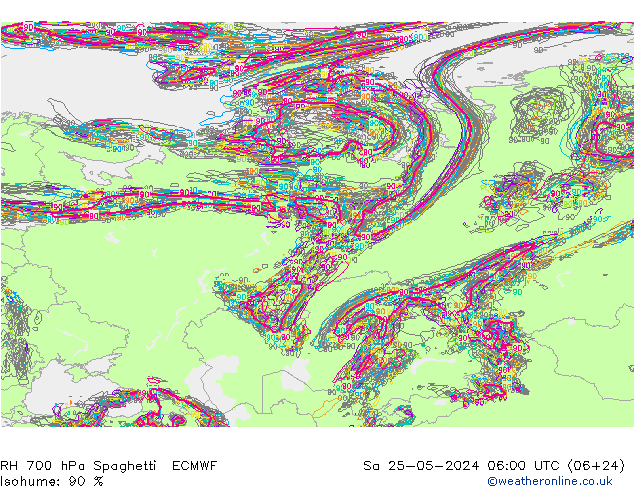 700 hPa Nispi Nem Spaghetti ECMWF Cts 25.05.2024 06 UTC