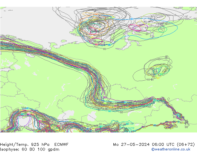 Height/Temp. 925 гПа ECMWF пн 27.05.2024 06 UTC