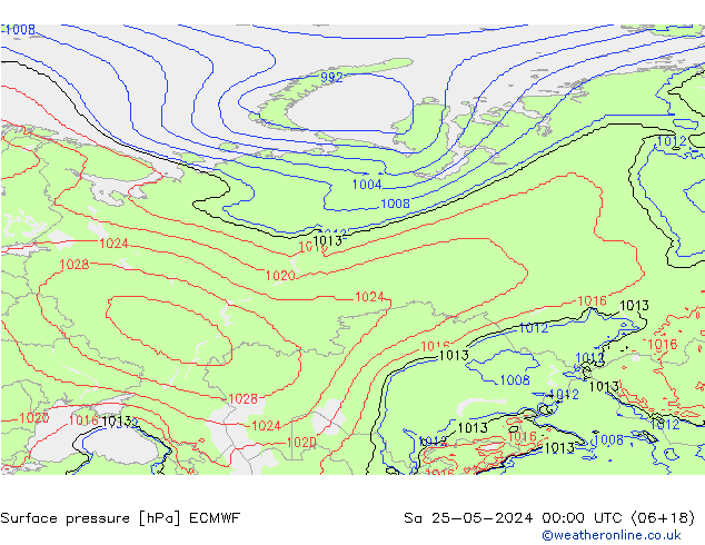 Bodendruck ECMWF Sa 25.05.2024 00 UTC