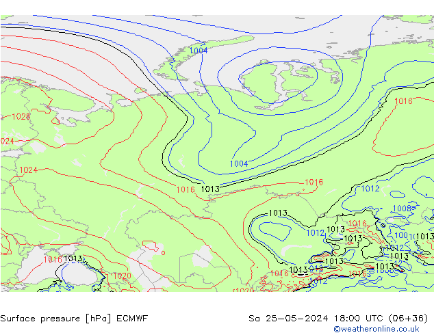 pressão do solo ECMWF Sáb 25.05.2024 18 UTC