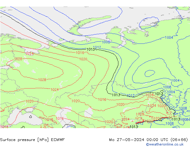 Surface pressure ECMWF Mo 27.05.2024 00 UTC