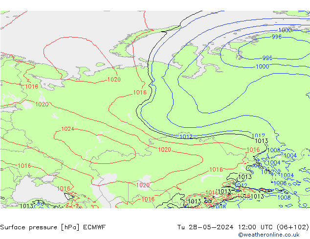 Luchtdruk (Grond) ECMWF di 28.05.2024 12 UTC