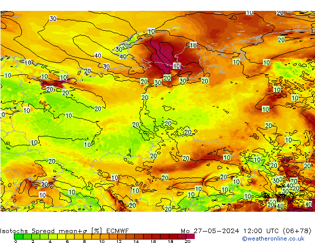 Eşrüzgar Hızları Spread ECMWF Pzt 27.05.2024 12 UTC