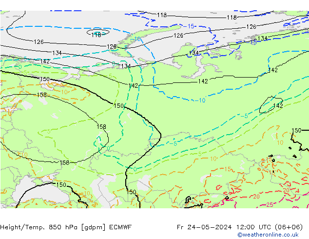 Height/Temp. 850 гПа ECMWF пт 24.05.2024 12 UTC