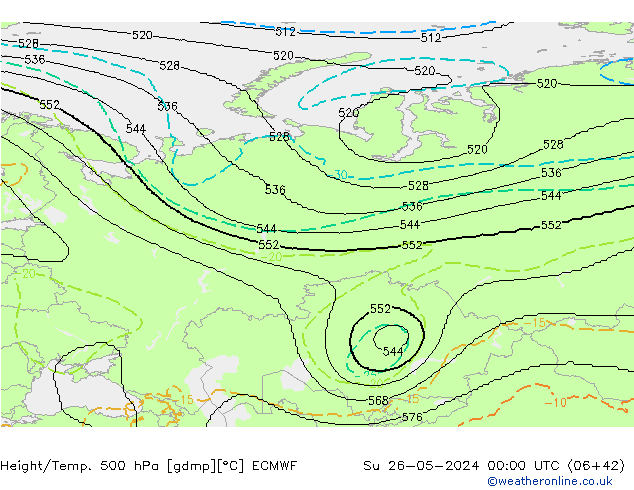 Yükseklik/Sıc. 500 hPa ECMWF Paz 26.05.2024 00 UTC