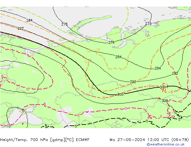 Yükseklik/Sıc. 700 hPa ECMWF Pzt 27.05.2024 12 UTC