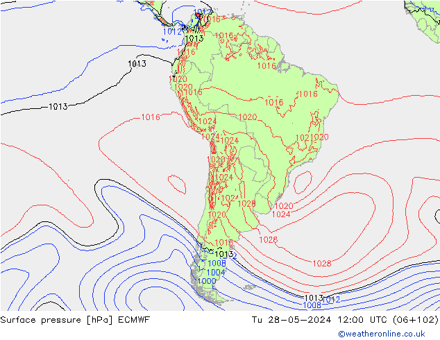 Surface pressure ECMWF Tu 28.05.2024 12 UTC