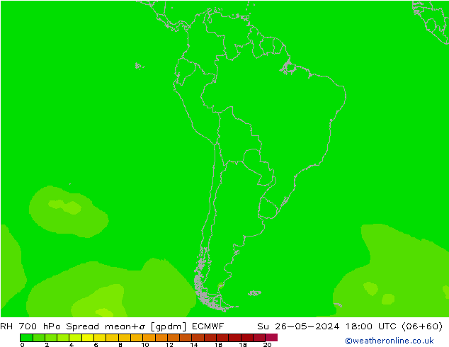 RH 700 hPa Spread ECMWF Dom 26.05.2024 18 UTC