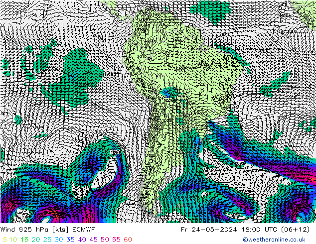 Vent 925 hPa ECMWF ven 24.05.2024 18 UTC