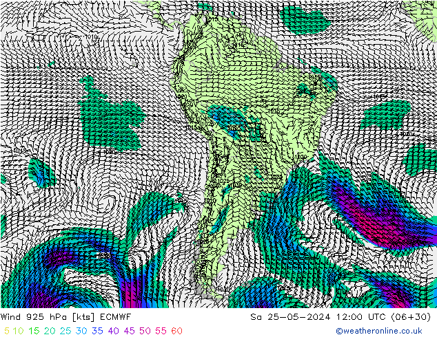 Vento 925 hPa ECMWF sab 25.05.2024 12 UTC