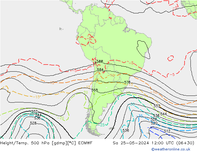 Height/Temp. 500 hPa ECMWF So 25.05.2024 12 UTC