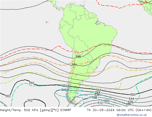 Height/Temp. 500 hPa ECMWF gio 30.05.2024 06 UTC