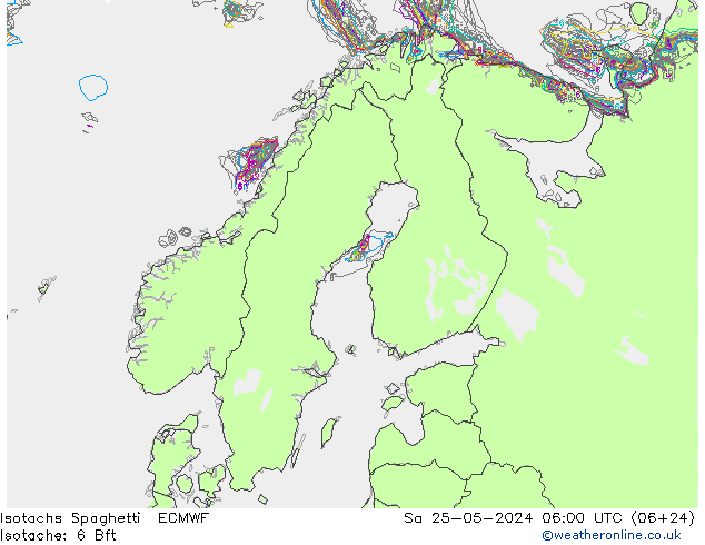 Isotachen Spaghetti ECMWF Sa 25.05.2024 06 UTC