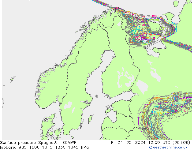 Bodendruck Spaghetti ECMWF Fr 24.05.2024 12 UTC