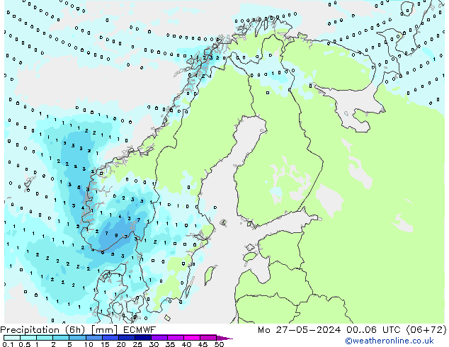 Precipitação (6h) ECMWF Seg 27.05.2024 06 UTC