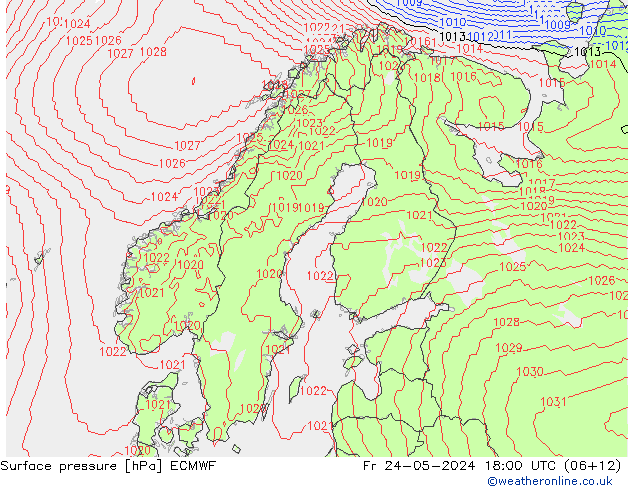 Surface pressure ECMWF Fr 24.05.2024 18 UTC