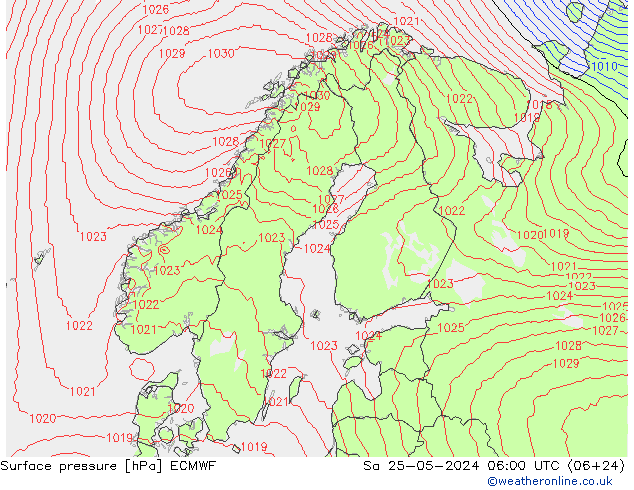 Luchtdruk (Grond) ECMWF za 25.05.2024 06 UTC