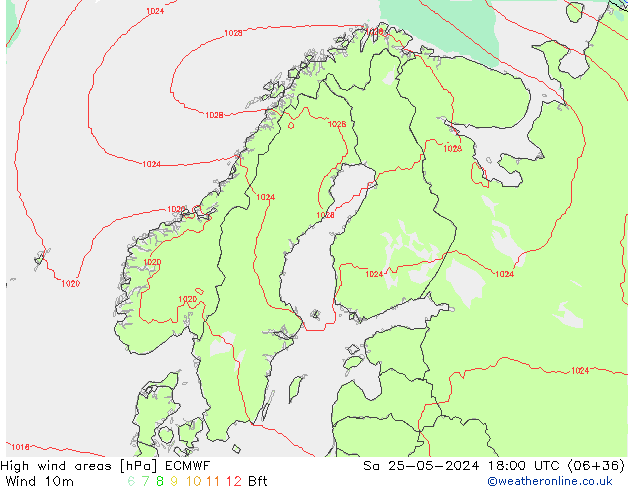 yüksek rüzgarlı alanlar ECMWF Cts 25.05.2024 18 UTC