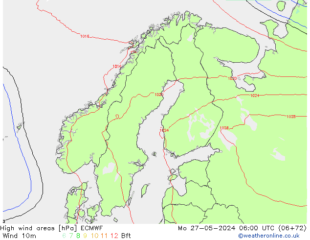 High wind areas ECMWF Mo 27.05.2024 06 UTC