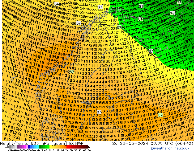 Height/Temp. 925 гПа ECMWF Вс 26.05.2024 00 UTC