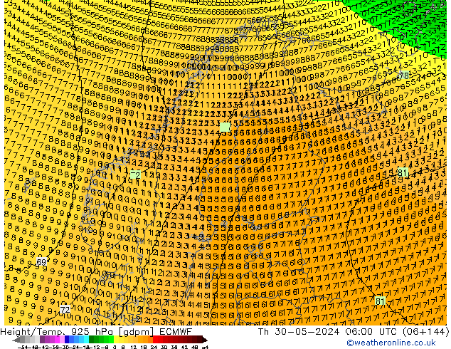 Height/Temp. 925 hPa ECMWF  30.05.2024 06 UTC