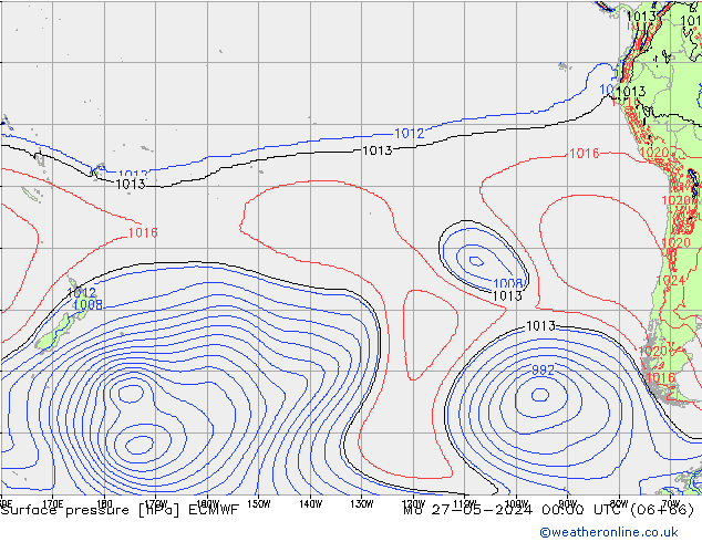 pressão do solo ECMWF Seg 27.05.2024 00 UTC