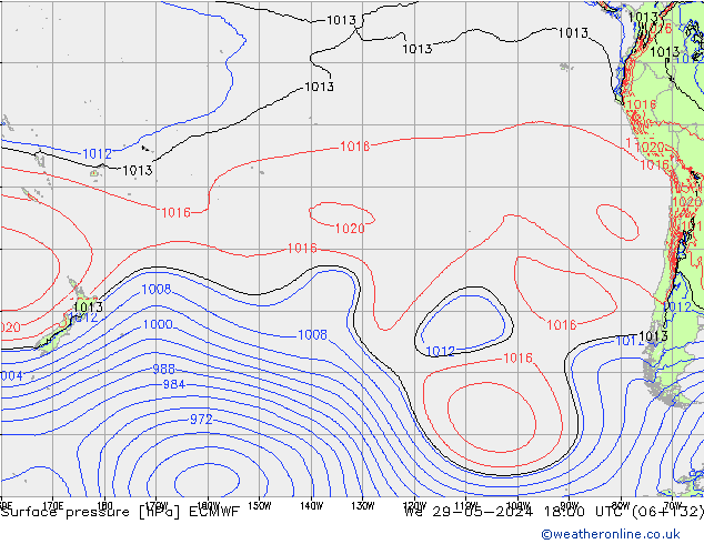 Surface pressure ECMWF We 29.05.2024 18 UTC