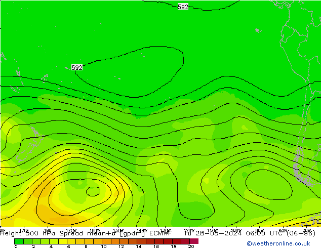 Height 500 гПа Spread ECMWF вт 28.05.2024 06 UTC