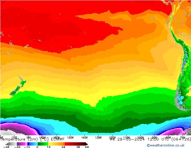 Temperature (2m) ECMWF We 29.05.2024 12 UTC