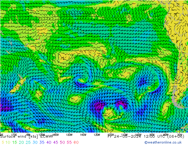 Wind 10 m ECMWF vr 24.05.2024 12 UTC