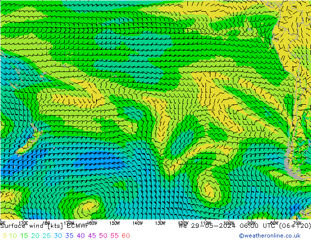 ветер 10 m ECMWF ср 29.05.2024 06 UTC