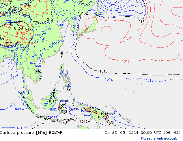 pressão do solo ECMWF Dom 26.05.2024 00 UTC