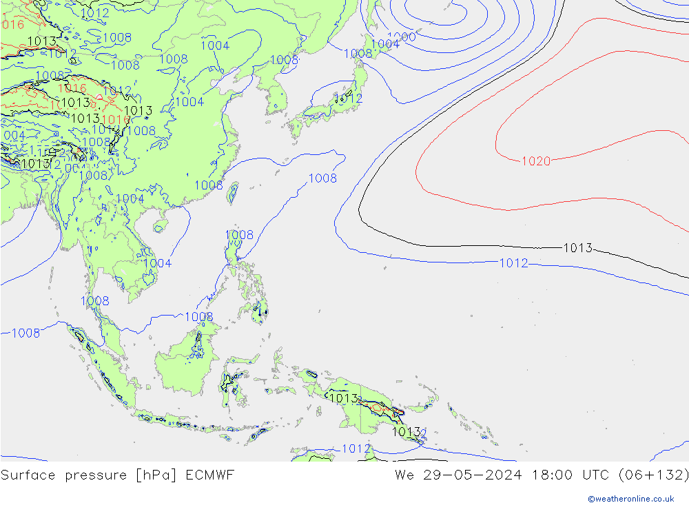 Atmosférický tlak ECMWF St 29.05.2024 18 UTC