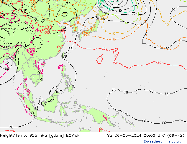 Height/Temp. 925 hPa ECMWF dom 26.05.2024 00 UTC