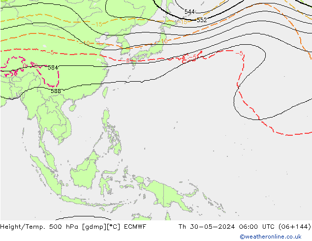 Height/Temp. 500 hPa ECMWF Čt 30.05.2024 06 UTC